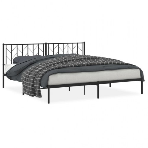 Sengeramme med sengegavl i metal - 193 x 203 cm, sort