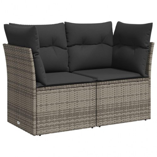 2-personers havesofa i polyrattan med hynder - grå