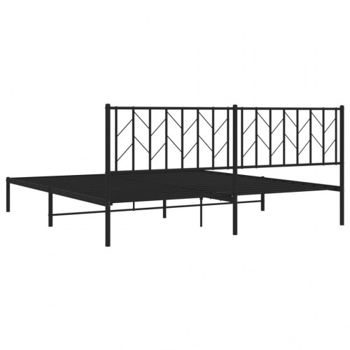 Sengeramme med sengegavl i metal - 193 x 203 cm, sort