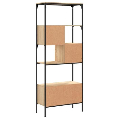Bogreol med 5 hylder 76x33x188,5 cm konstrueret træ sonoma-eg
