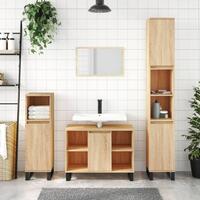 Badeværelsesskab 80x33x60 cm konstrueret træ sonoma-eg