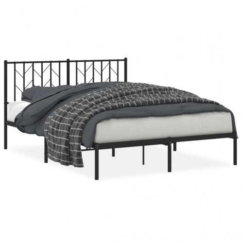 Sengeramme med sengegavl 135x190 cm metal sort