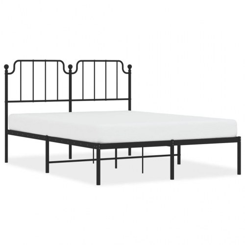 Sengeramme med sengegavl i metal - 135 x 190 cm, sort