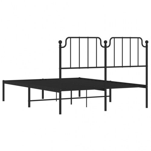 Sengeramme med sengegavl i metal - 135 x 190 cm, sort