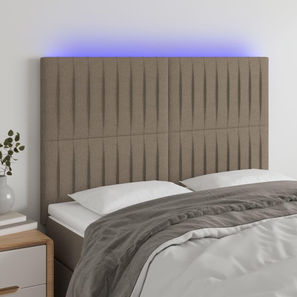 Sengegavl Med Led-Lys Stof - Gråbrun / 144 x 5 x 118/128 cm
