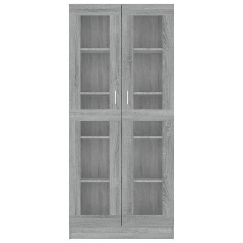 Vitrineskab 82,5x30,5x185,5 cm konstrueret træ grå sonoma-eg