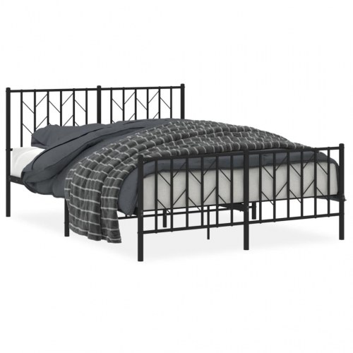 Sengeramme med sengegavl og fodgærde 140x190 cm metal sort