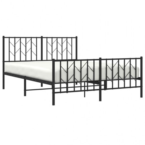 Sengeramme med sengegavl og fodgærde 140x190 cm metal sort