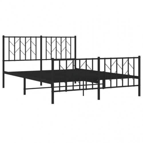 Sengeramme med sengegavl og fodgærde 140x190 cm metal sort