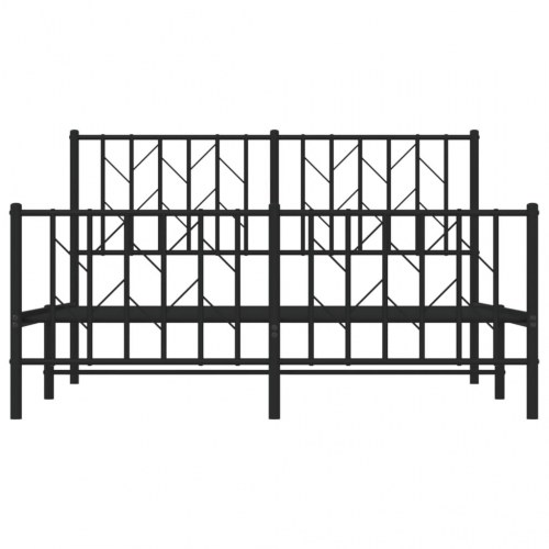 Sengeramme med sengegavl og fodgærde 140x190 cm metal sort