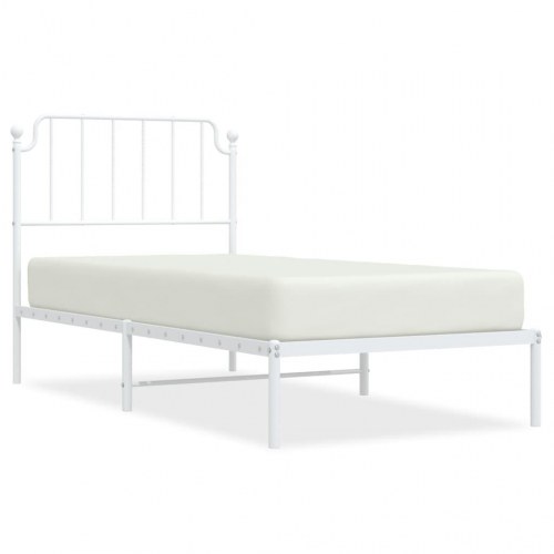 Sengeramme med sengegavl 90x200 cm i metal - hvid