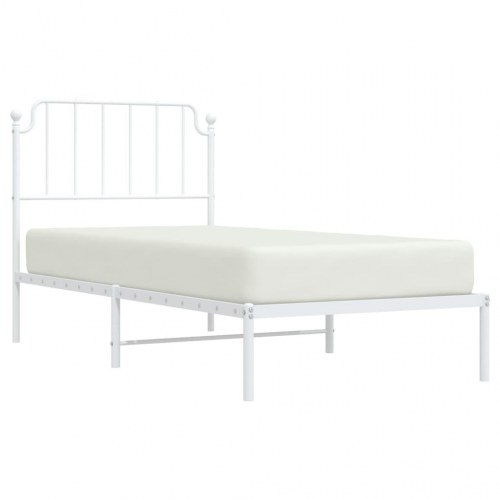 Sengeramme med sengegavl 90x200 cm i metal - hvid