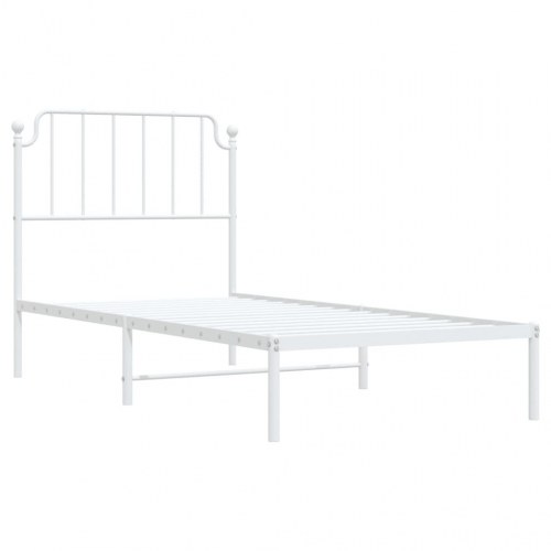 Sengeramme med sengegavl 90x200 cm i metal - hvid