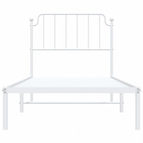 Sengeramme med sengegavl 90x200 cm i metal - hvid
