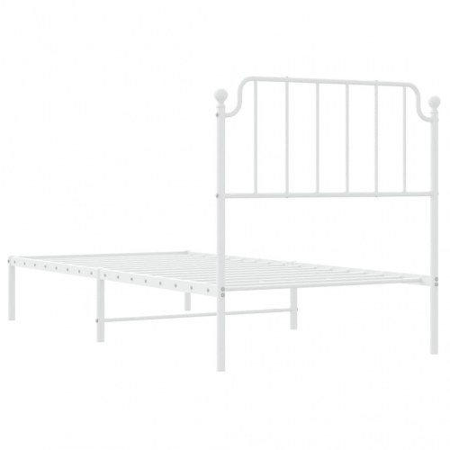 Sengeramme med sengegavl 90x200 cm i metal - hvid