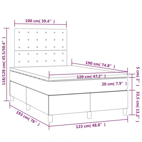 Kontinentalseng med madras 120x190 cm - velour, sort