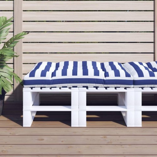 Pallehynde 120 x 80 x 12 cm - blå og hvid stribet