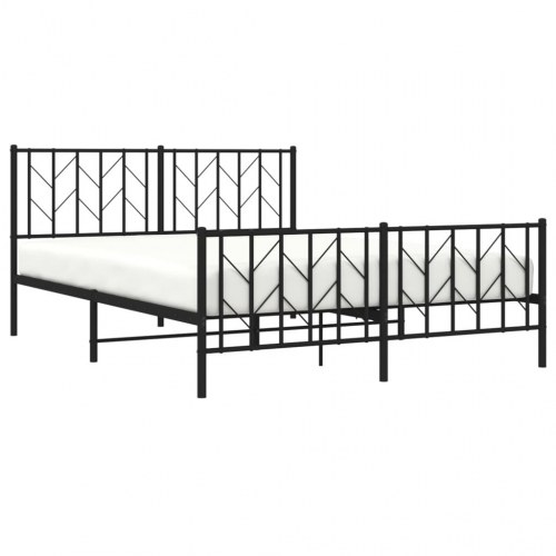 Sengeramme med sengegavl og fodgærde 150 x 200 cm - sort