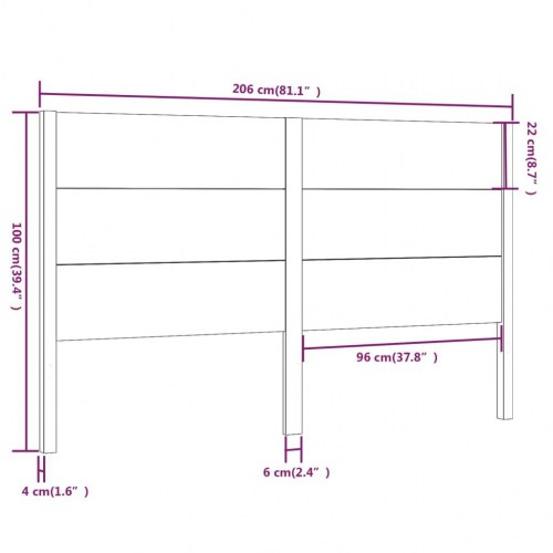 Sengegavl 206×4×100 cm i massivt fyrretræ - hvid