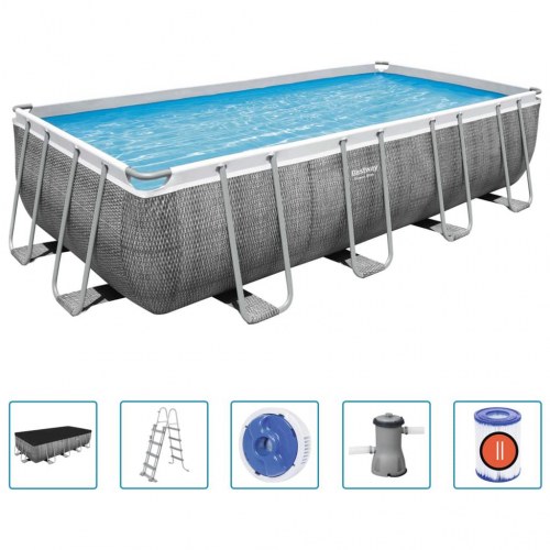 Bestway Power Steel swimmingpool 488×244×122 cm - rektangulær fritstående pool