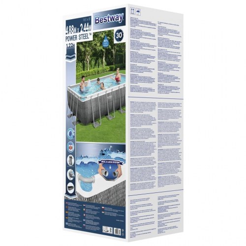 Bestway Power Steel swimmingpool 488×244×122 cm - rektangulær fritstående pool