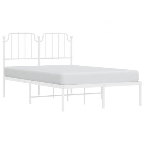 Sengeramme med sengegavl 120×200 cm - metal, hvid