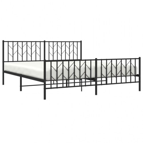 Sengeramme med sengegavl og fodgærde 183 x 213 cm - sort
