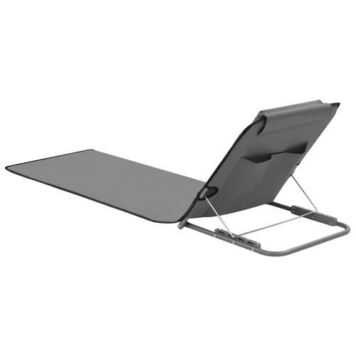 Foldbare strandmåtter 2 stk. stål og stof grå