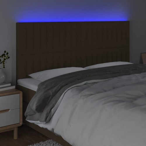 Sengegavl med LED-lys 160 x 5 x 118/128 cm - mørkebrun