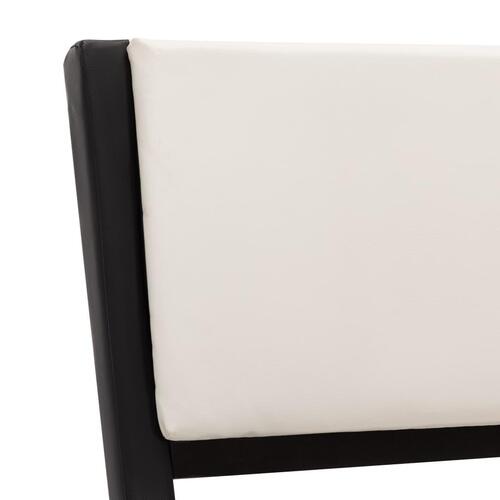Sengestel med LED 160x200 cm kunstlæder sort og hvid