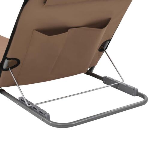 Foldbare strandmåtter 2 stk. stål og stof brun