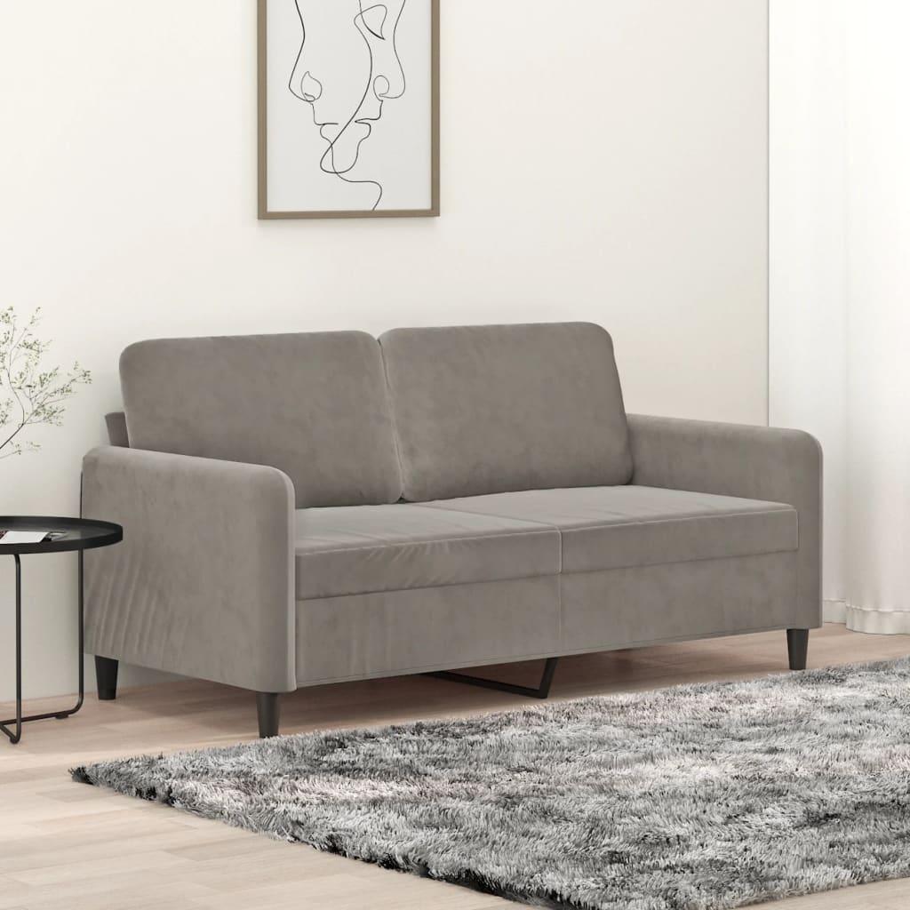 2-personers sofa 140 cm fløjl lysegrå