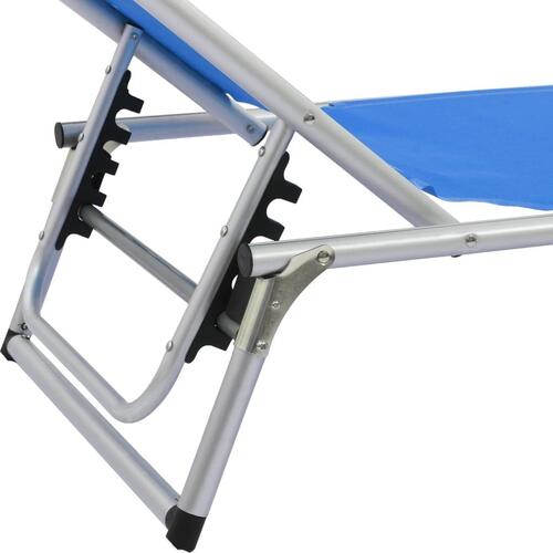 Foldbar liggestol med tag aluminium og textilene blå