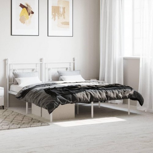 Sengeramme med sengegavl 160×200 cm - metal, hvid