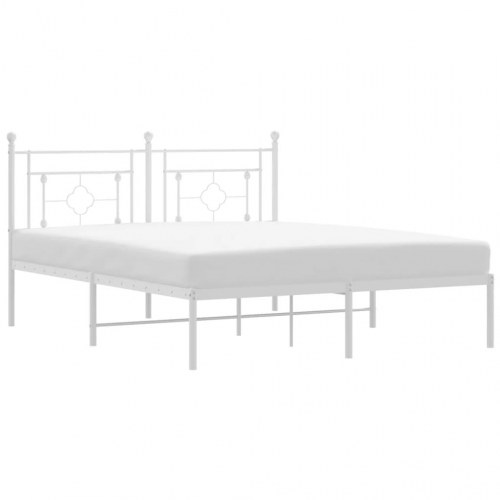 Sengeramme med sengegavl 160×200 cm - metal, hvid