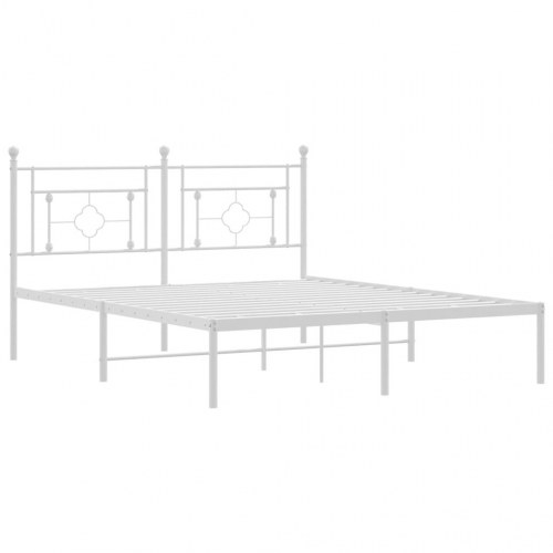 Sengeramme med sengegavl 160×200 cm - metal, hvid