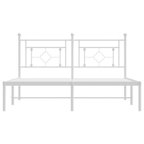 Sengeramme med sengegavl 160×200 cm - metal, hvid