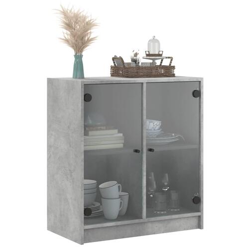 Skab med glaslåger 68x37x75,5 cm betongrå