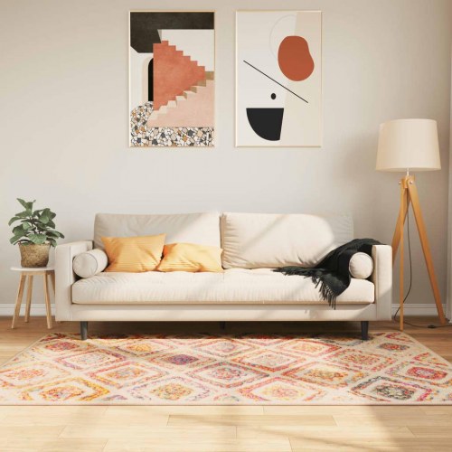 Vaskbart gulvtæppe 120 x 180 cm - flerfarvet, blødt fløjl