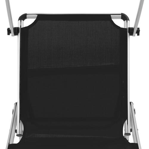 Foldbar liggestol med tag aluminium og textilene sort