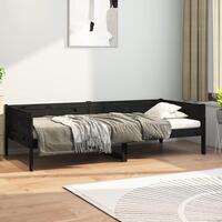 Daybed 80x200 cm massivt fyrretræ sort