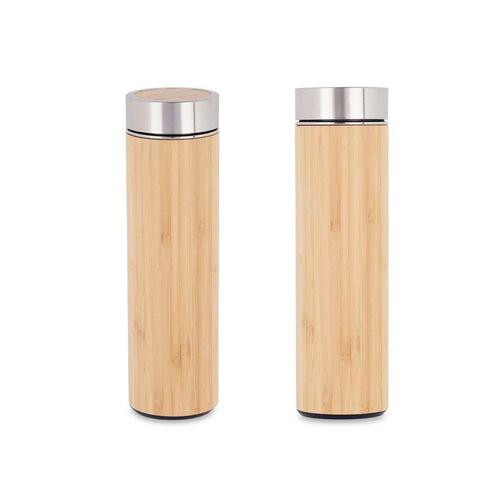 Termokande 500 ml Natur Metal Bambus (6 enheder)