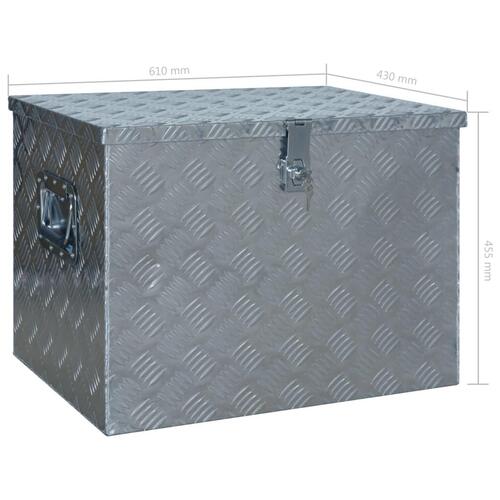 Aluminiumskasse 610 x 430 x 455 mm sølvfarvet