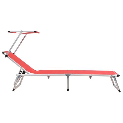 Foldbar liggestol med tag aluminium og textilene rød