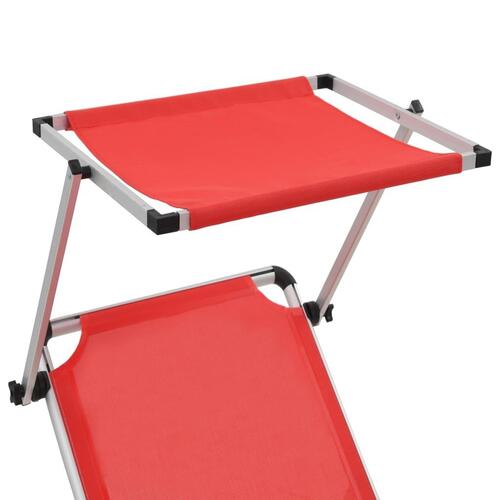 Foldbar liggestol med tag aluminium og textilene rød