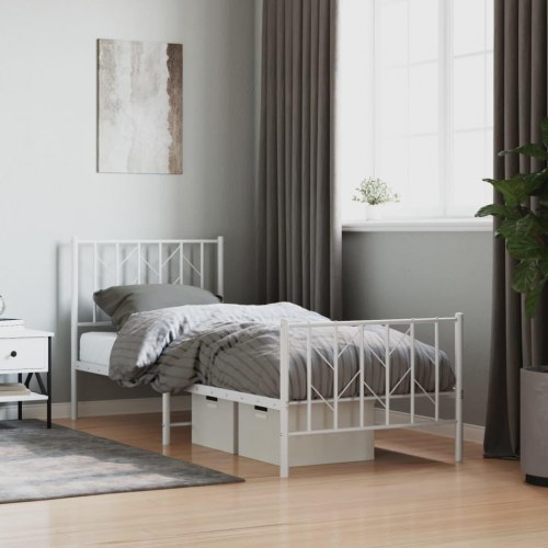 Sengeramme med sengegavl og fodgærde 80 x 200 cm - hvid