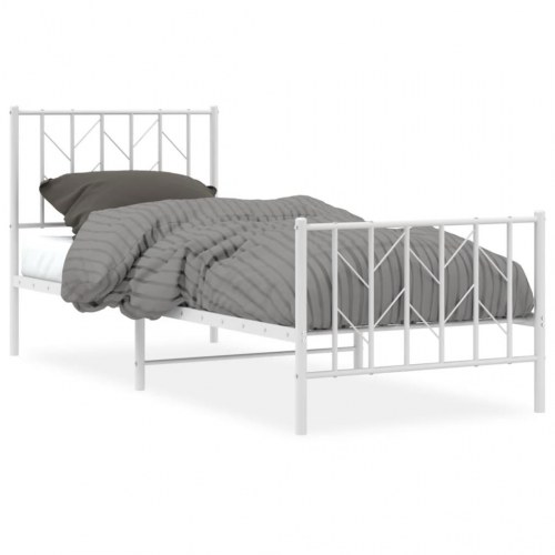Sengeramme med sengegavl og fodgærde 80 x 200 cm - hvid