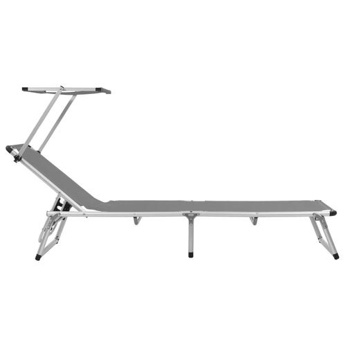 Foldbar liggestol med tag aluminium og textilene grå