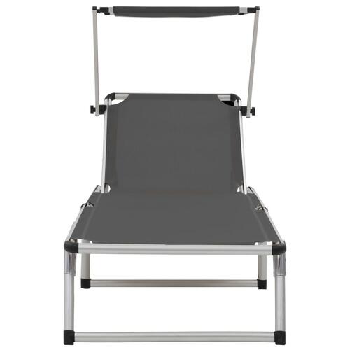 Foldbar liggestol med tag aluminium og textilene grå