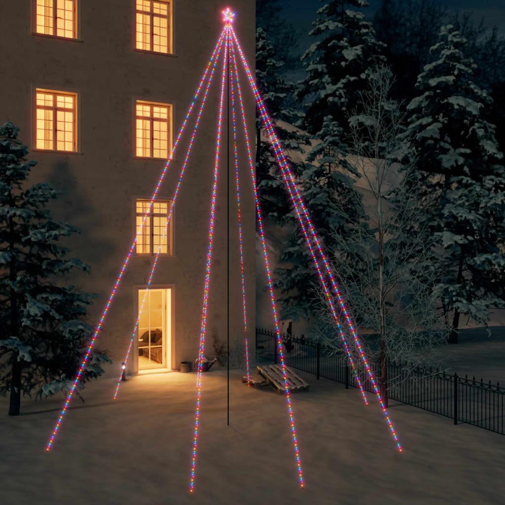 Lysende juletræ 1300 LED'er 8 m inde/ude farverigt lys
